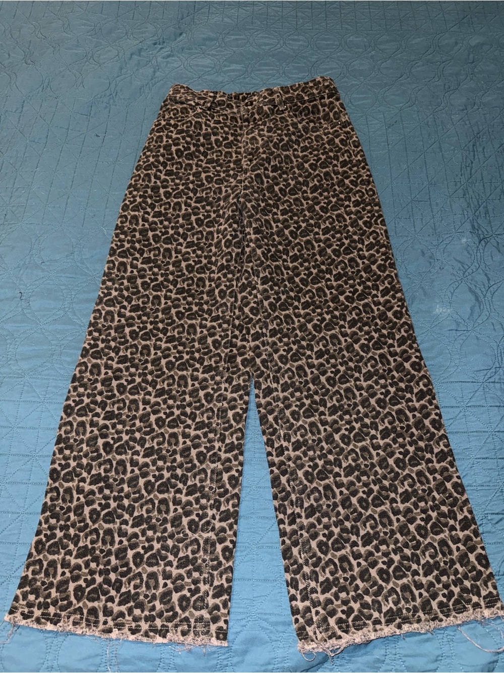 Vibe Leopard-Print Wide Leg Jeans - Black & Brown